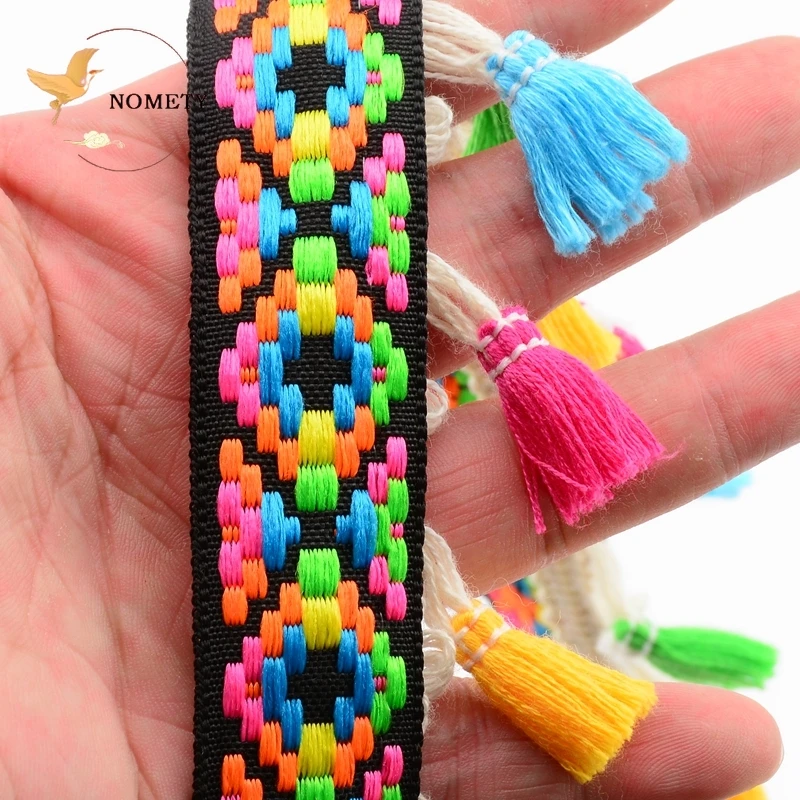 Colorful Ethnic Style Tassels,Lace,DIY Handmade Ornaments,Clothes Skirt Hem Decorative Fringe Accessories,Length 1m