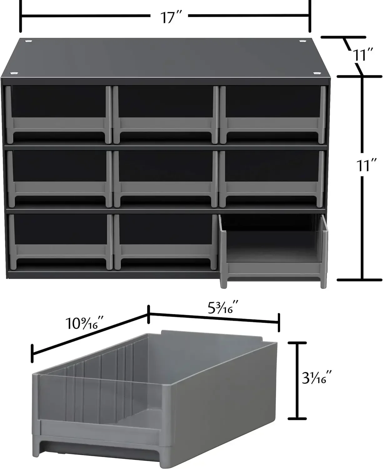 Akro-Mils 19909 Steel Parts Garage Storage Cabinet Organizer for Small Hardware, Nails, Screws, Bolts, Nuts, and More, 17-Inch W