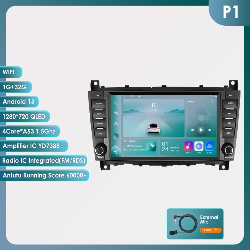 Hizpo 8 "Android Auto Radio Für Mercedes Benz C-Klasse W203 W209 C180 C200 CLK200 Carplay Auto multimedia GPS 2din Autoradio 7862