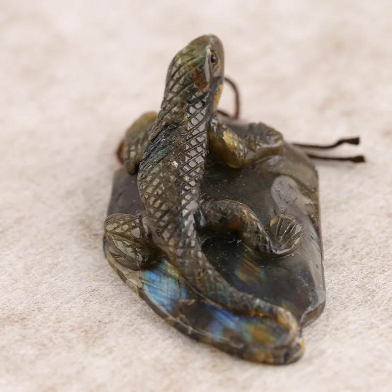 B&F lizard Pendant for Necklace Labradorite—Natural Stone Fashion Handmade Jewelry Charm Gift Accessories 60x34x25mm 40.9g