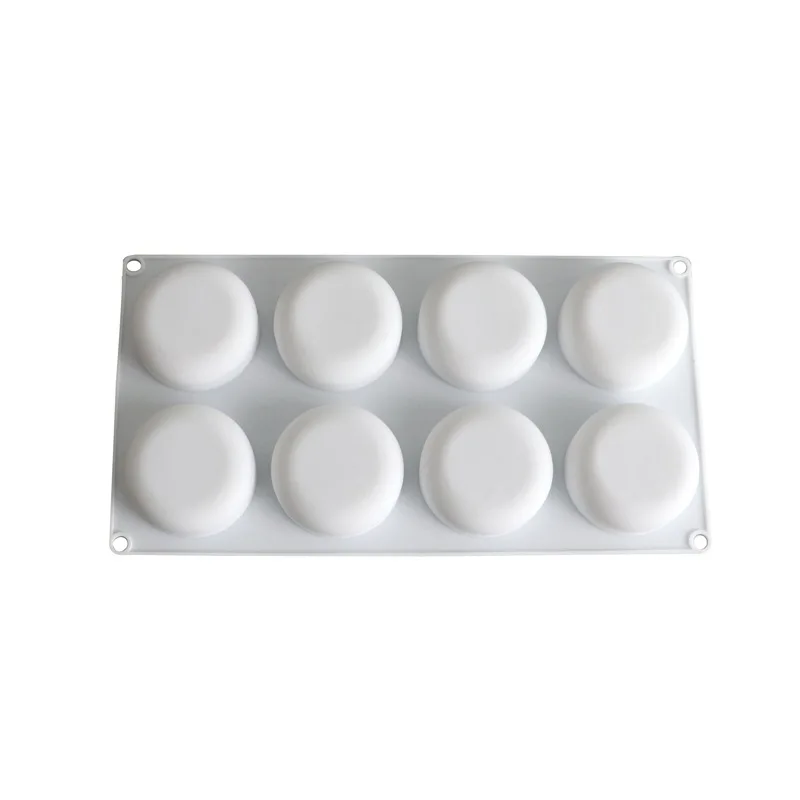 8 Cavity Flat Round Silicone Cake Mold for DIY Chocolate Mousse Jelly Pudding Pastry Ice Cream Dessert Bread Bakeware Pan Tools
