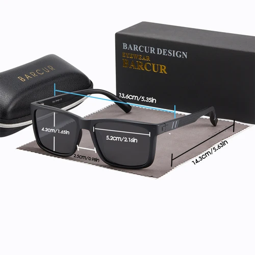 Imagen 2 del producto BARCUR-gafas de sol cuadradas para hombre y mujer, lentes de sol a la moda con protección UV400, adecuadas para actividades al aire libre, viajes, estuche Original