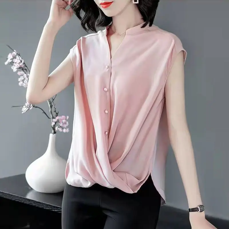 

Женская Однотонная рубашка с V-образным вырезом и длинным рукавом