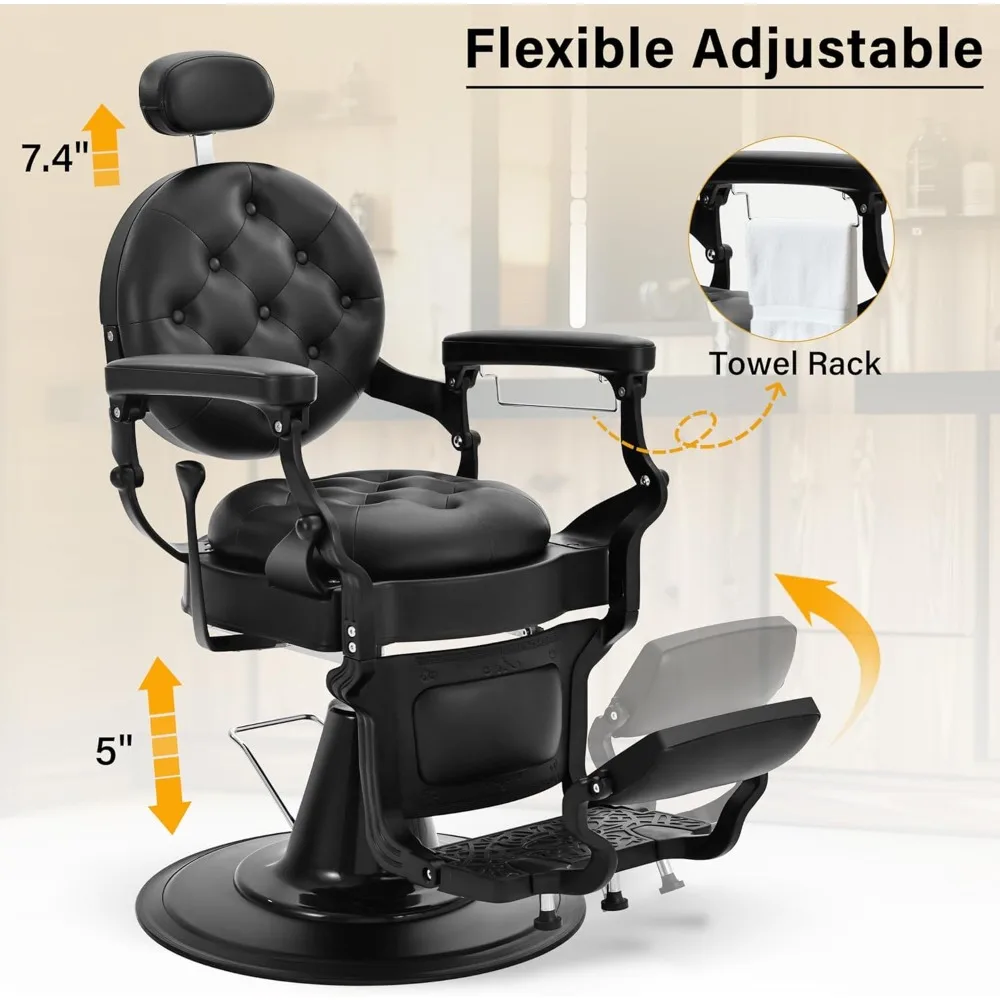 كرسي حلاقة عالي التحمل لصالون الحلاقة، كرسي صالون للاستلقاء لمصفف الشعر، 360 درجة ° مسند للقدمين ومسند للرأس قابل للتعديل #4
