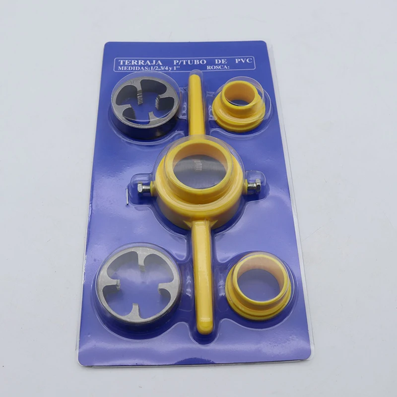 6PCS Plastic Pipe Thread Die Kit, Plumbing Thread Manual Tools Water Pipe Die Tap Wrench Die Set Power Tools Accessories 