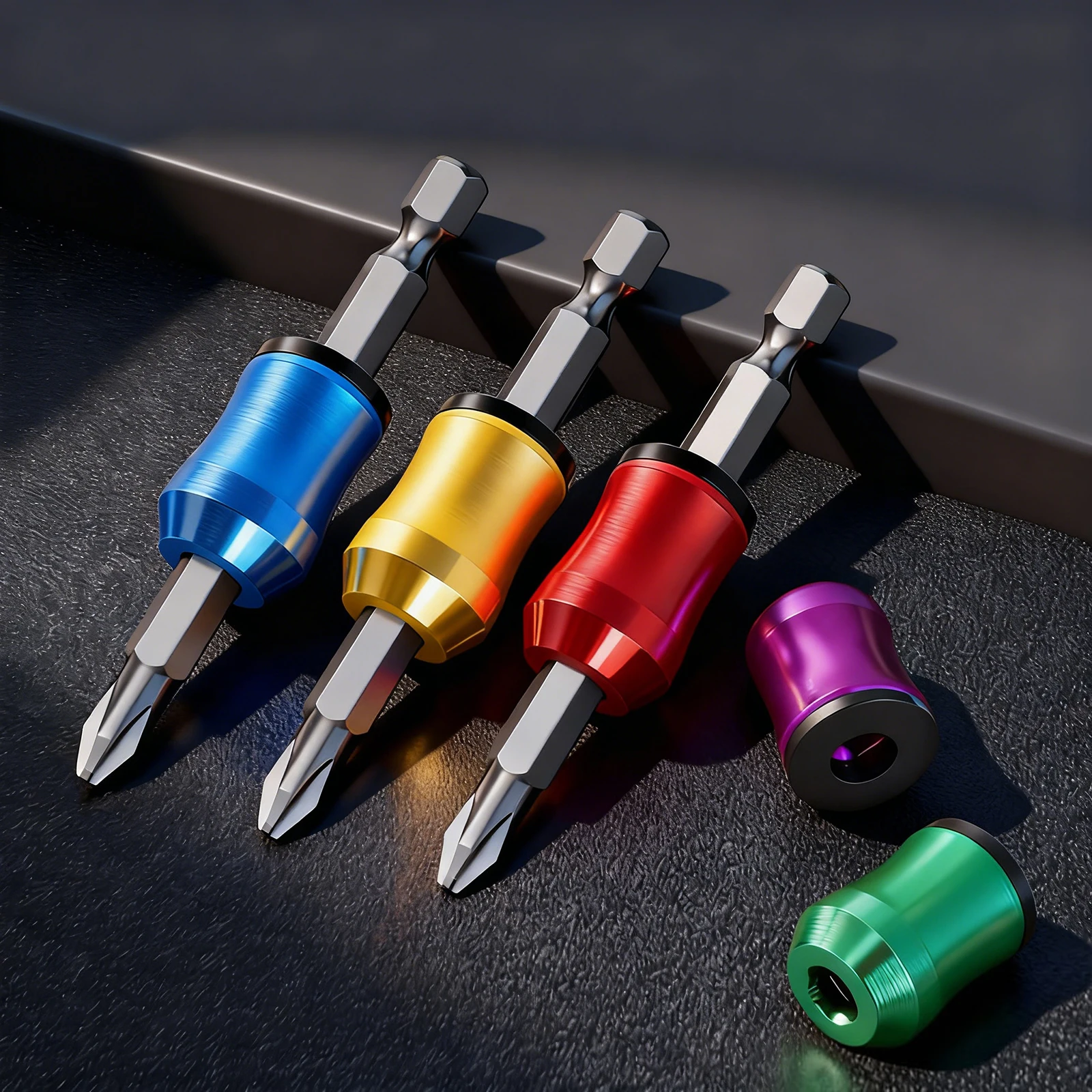 2Pcs Magnetic Screw Rings Aluminum Alloy Universal Magnetizer 6.35mm Shank Screwdriver Bit for Mechanic Carpenter DIY Repair