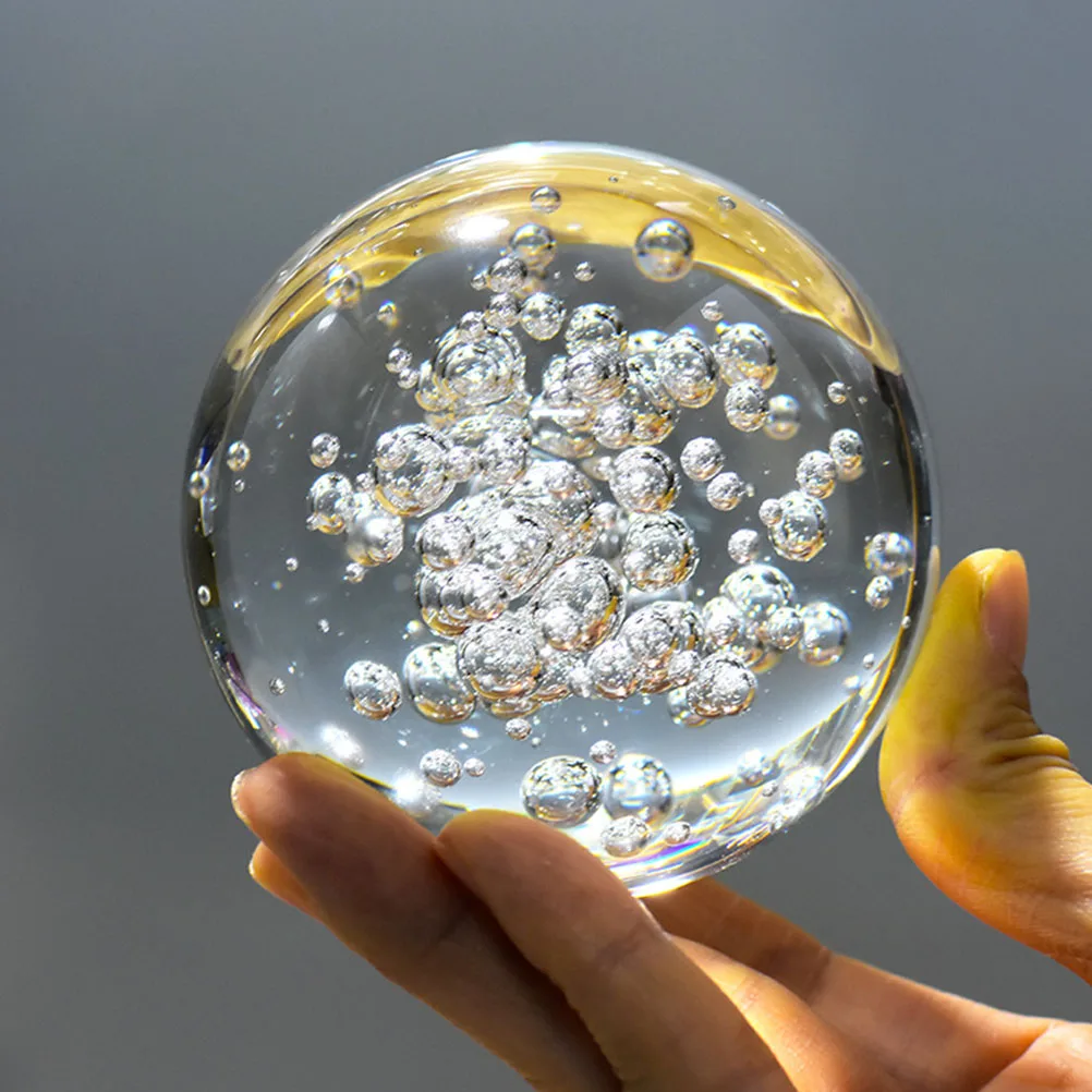 

2Pcs Crystal Ball Decorations Luxuriant Clear Glass Spheres for Home Office Tabletop Decor Living Room Cabinet Adornment