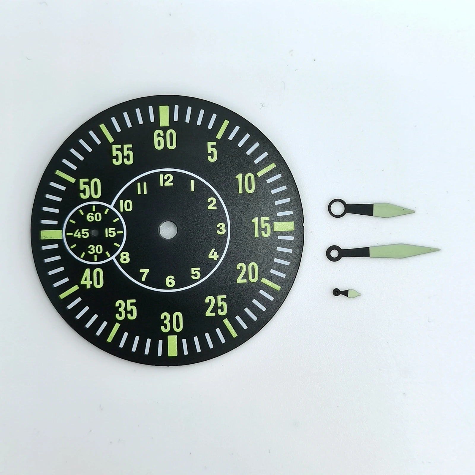 38.5mm luminous Watch parts of dial plus hands match st3600 eta6497 movement