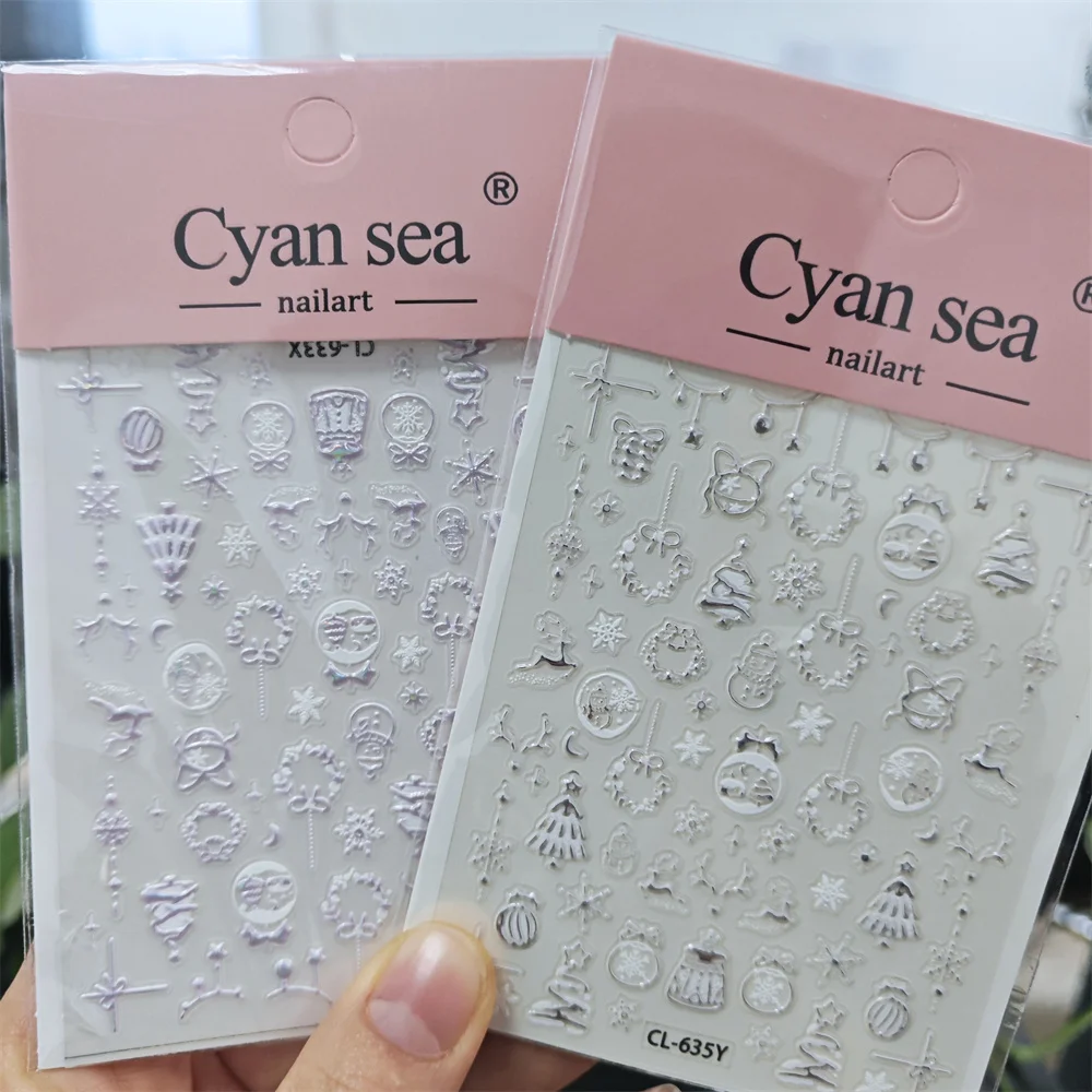 # 2025 5D الذهبي عيد الميلاد كرة الثلج/إكليل/شجرة/ندفة الثلج ملصقات الأظافر Y2K البرنز الذهب عيد الميلاد كريستال الكرة ندفة الثلج مائي & * &