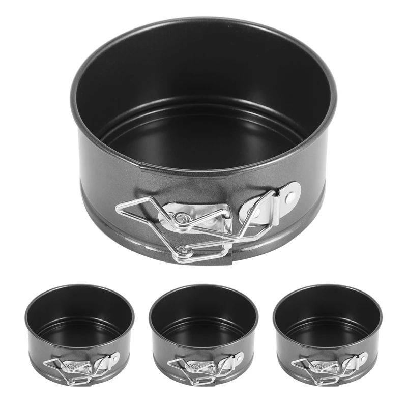 A013 Ensemble de mini poêles à ressort de 4 pouces - Petite poêle à cheesecake antiadhésive de 4 pièces pour mini cheesecakes, pizzas et quiches