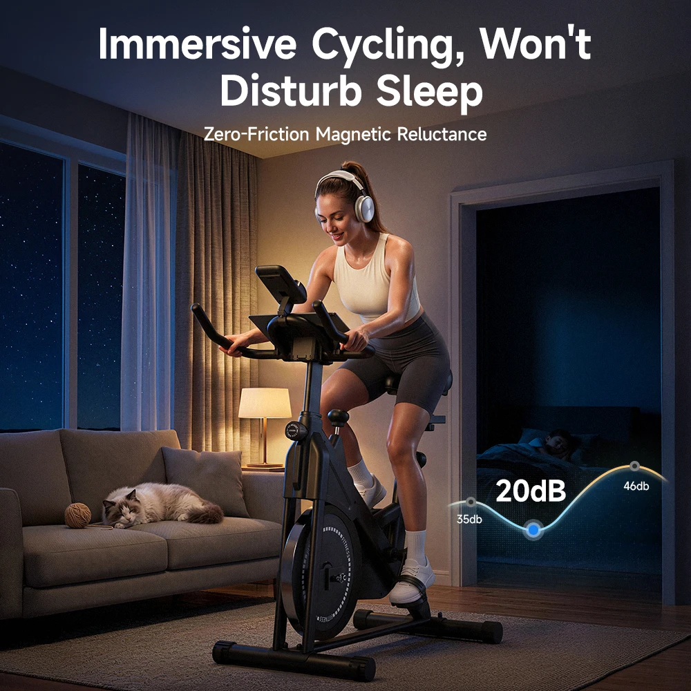 Formill DC001A & DC002A – magnetisches, stationäres Heimtrainer-Fahrrad, Indoor-Cycling-Fahrrad mit 8 kg schwerem Schwungrad, LCD-Monitor, verstellbarer Sitz und Tablet-Halterung für das Training im eigenen Fitnessraum. – Detail 18