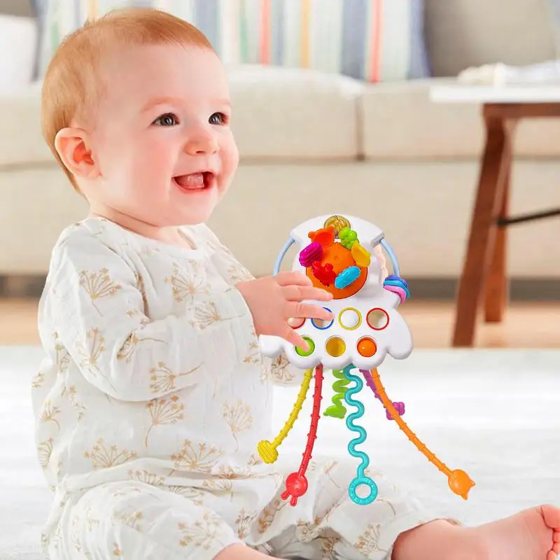 Juguete de actividad de cuerda de tracción para niños pequeños, juguete de habilidad sensorial para niños, portátil, reutilizable, educativo, habilidades motoras, ayuda para la dentición