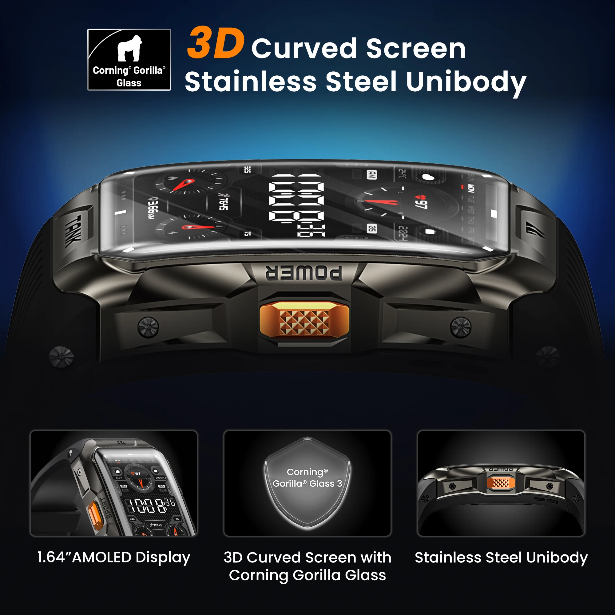 2025 KOSPET TANK X2 الترا ساعة ذكية للرجال ثلاثية الأبعاد شاشة منحنية البوصلة مقياس الارتفاع الجوي IP69K 5ATM مقاوم للماء 1.64 ''AMOLED