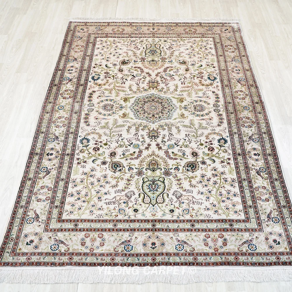 152x244cm Home Persian Classical Oriental Hand Knotted Qum Silk Rugs (YJH259A)