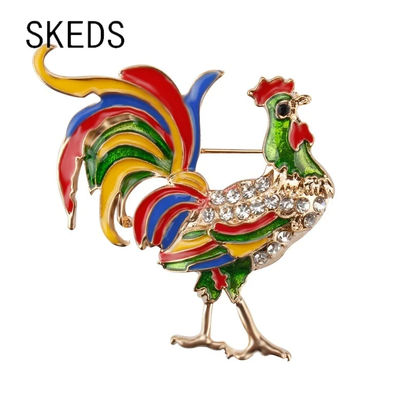 Fashion Proud Colorful Rooster Crystal Brooches For Women Girl Costume Decoration Party Chicken Enamel Pin Brooches Jewelry Gift