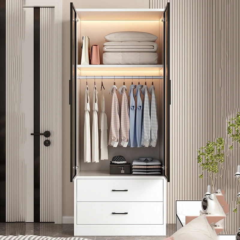 Room Glass Wardrobe Household Modern Door Bedroom Wardrobe Small Apartment Vestidores De Armario Abiertos Ropero Furniture