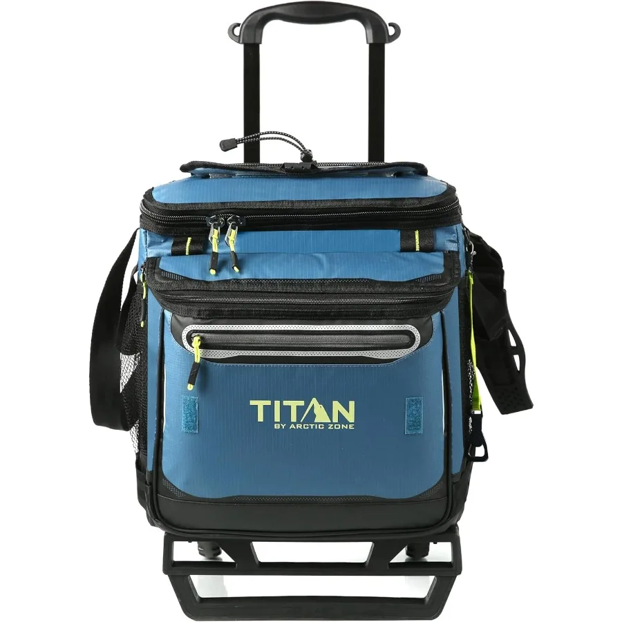 Titan Deep Freeze 60 50+10 latas enfriador con ruedas - Enfriador rodante plegable con ruedas y carrito todo terreno para aventuras al aire libre