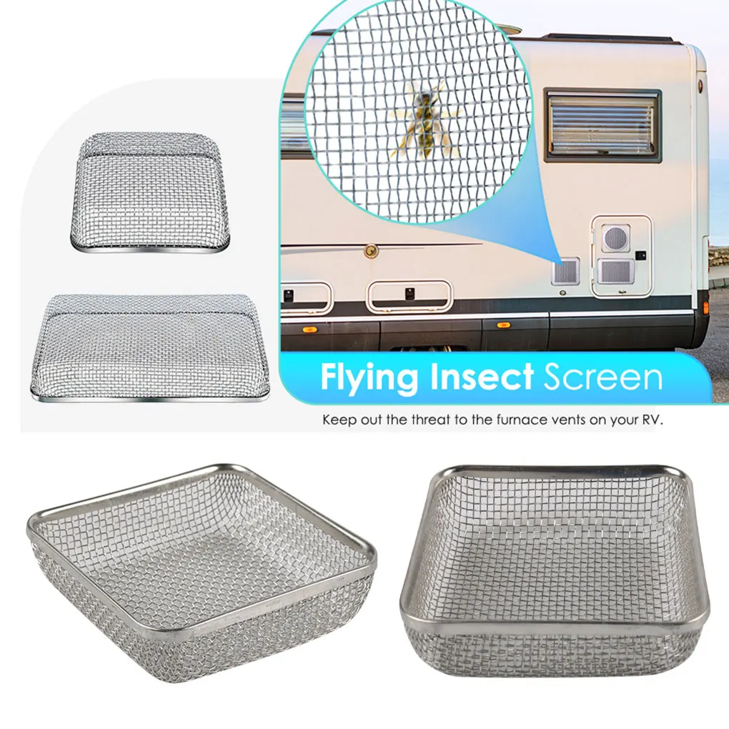 Silver Flying Insect Screen RV Motorhome Accessories Cover RV Water Heater Vent Cover 4.5 X 4.5 Inch