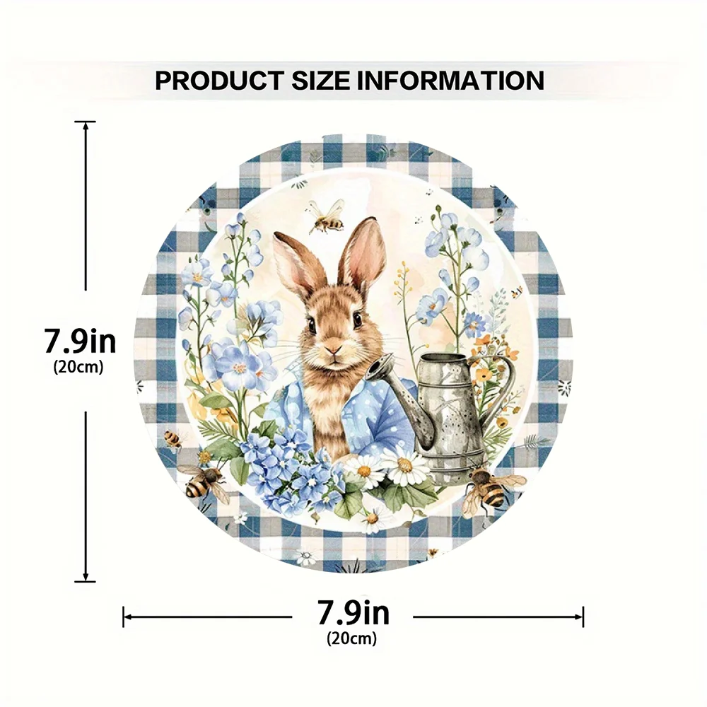 1 Piece 8X8 Inch Wooden Peter Rabbit Wreath Sign with Flower Element Decoration: Perfect for Home, Coffee Shop and Restaurant