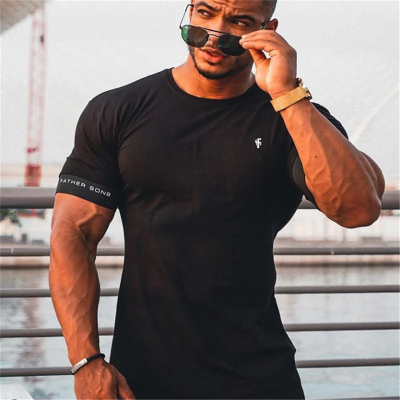 2024 Gym T-shirt Men Short sleeve T-shirt Casual Slim t shirt Male Fitness Bodybuilding shirt Workout Tee Tops Summer clothing