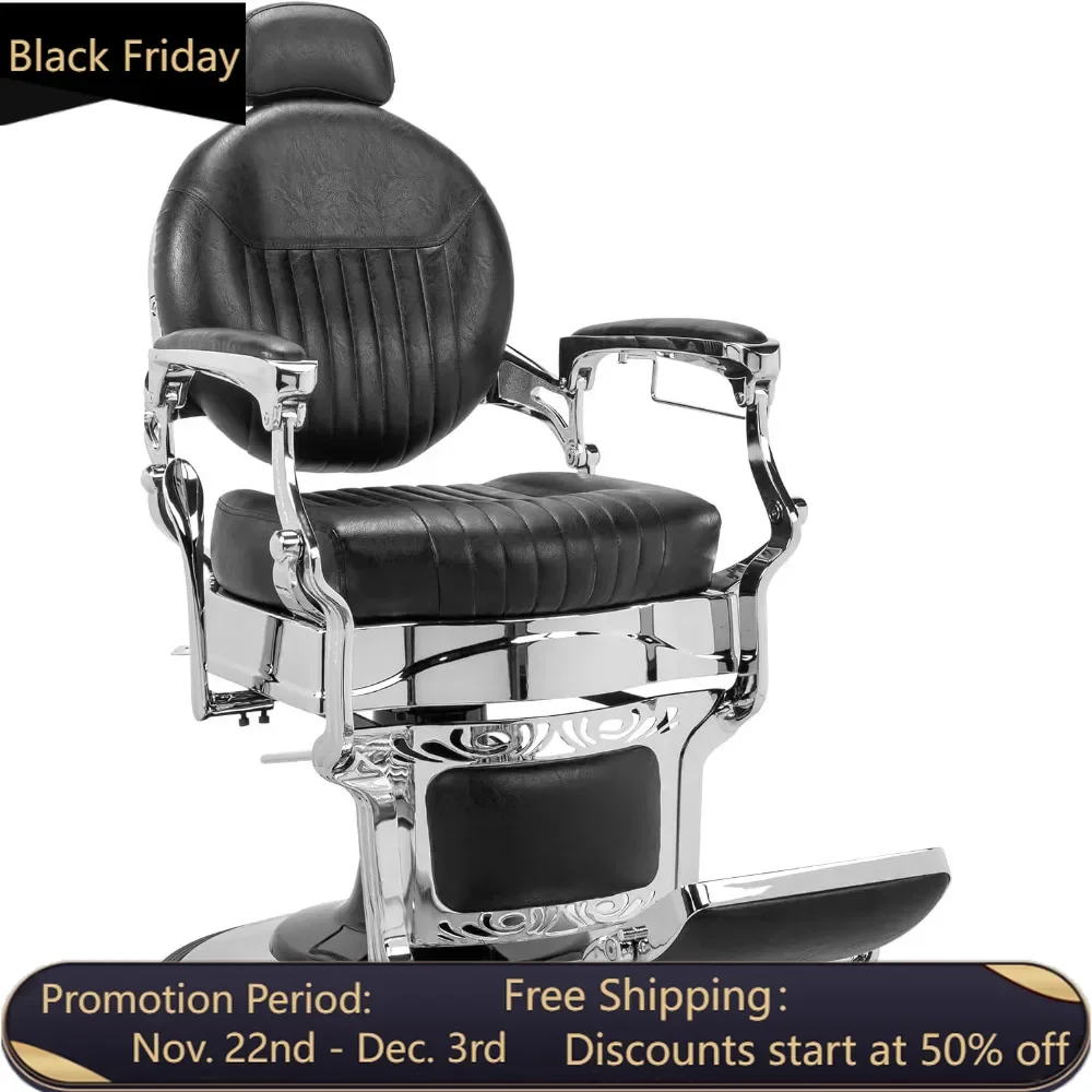 Heavy duty retro inclined salon barber chair hydraulic head pillow, capable of bearing up to 550 pounds and 360 ° rotation