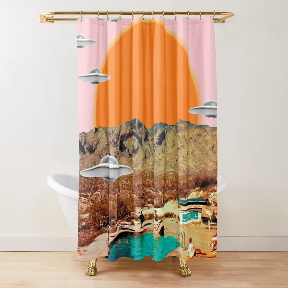 

They've arrived! UFOs landing in the desert Shower Curtain Waterproof Fabric Bathroom Cute Shower Curtain