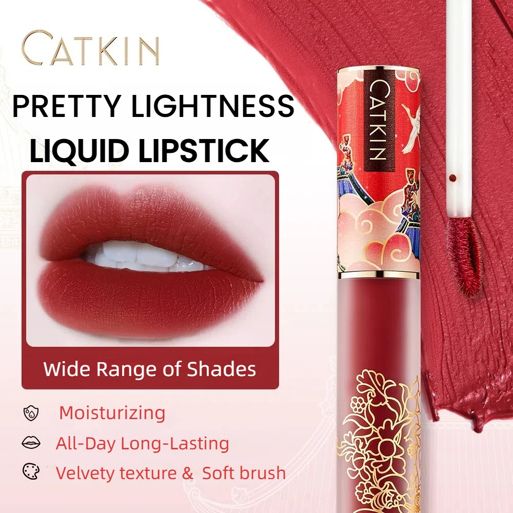 CATKIN Liquid Lipstick Lip Gloss Lightness Pretty Semimatte Waterproof Long Lasting Satin Nourish Moisturizing Smooth Soft