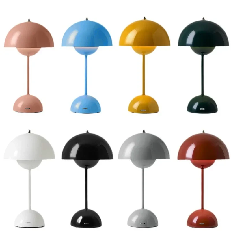 Mushroom Flower Bud Rechargeable LED Table Lamps Desk Night For Bedroom Dining Touch Night Light Simple Decor Bedside Lighting
