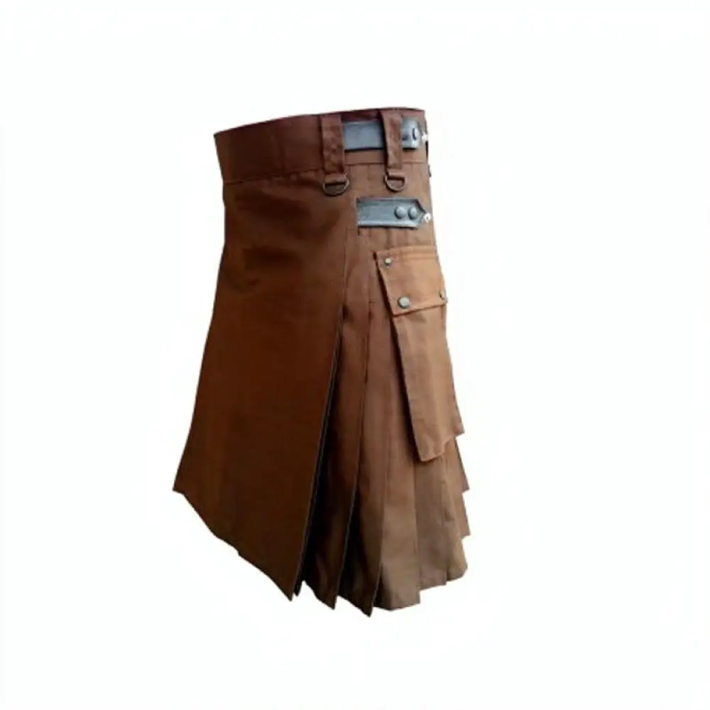 Men Traditional Scottish Kilt Plaid Pattern Pleated Skirt Performance Costume For Festival Party Stage Show Wear