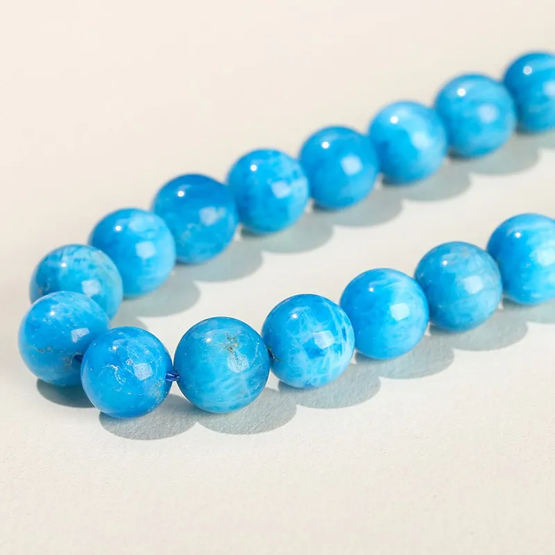 5A Natural Larimar Color Apatite Bead Gemstone Smooth Loose Spacer Beads For Jewelry Making DIY Bracelet Necklace Accessory