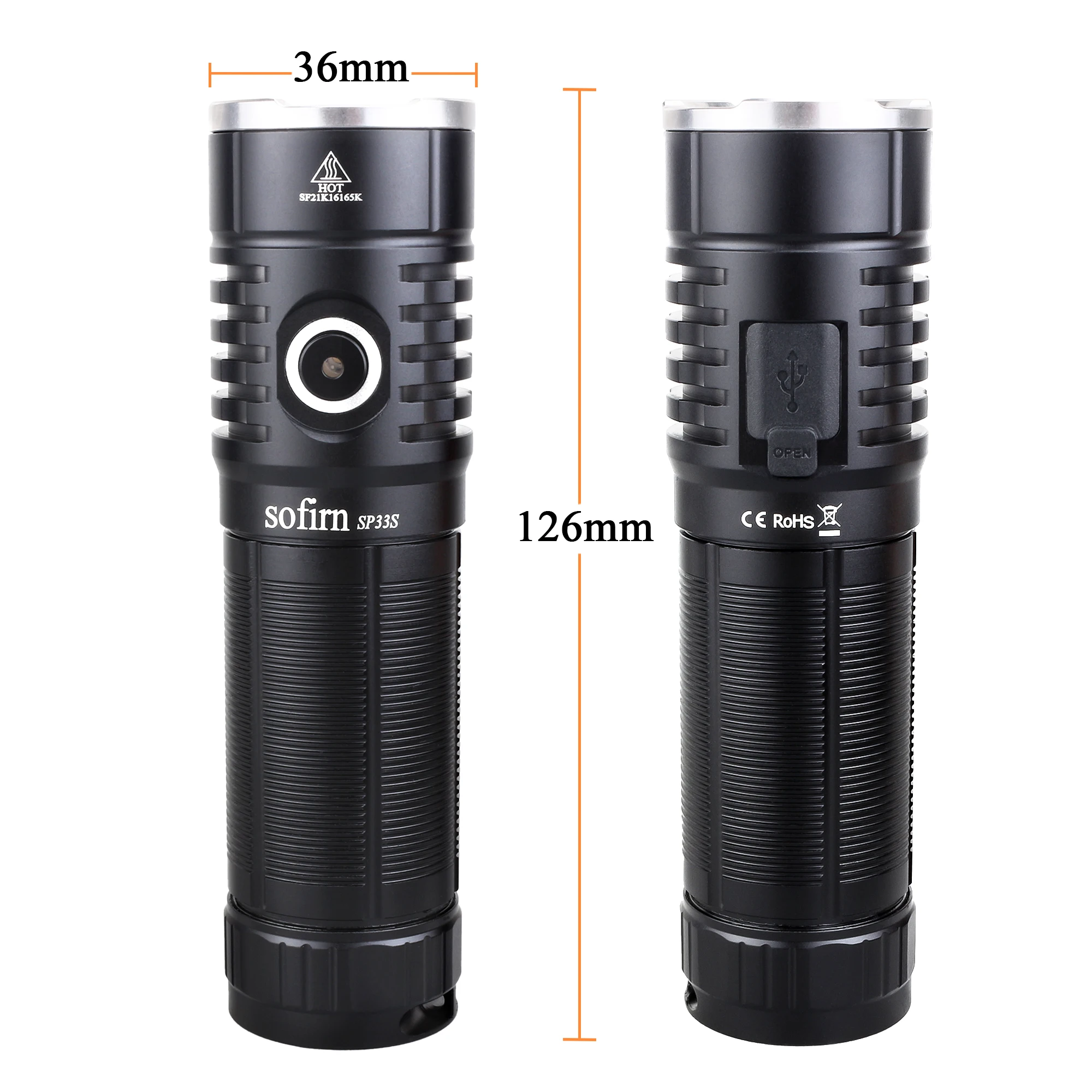 Sofirn SP33S XHP70.2 LED Flashlight 5000lm Powerful 26650 Lantern USB C Rechargeable TorchLight for Hunting/Fishing/Outdoor