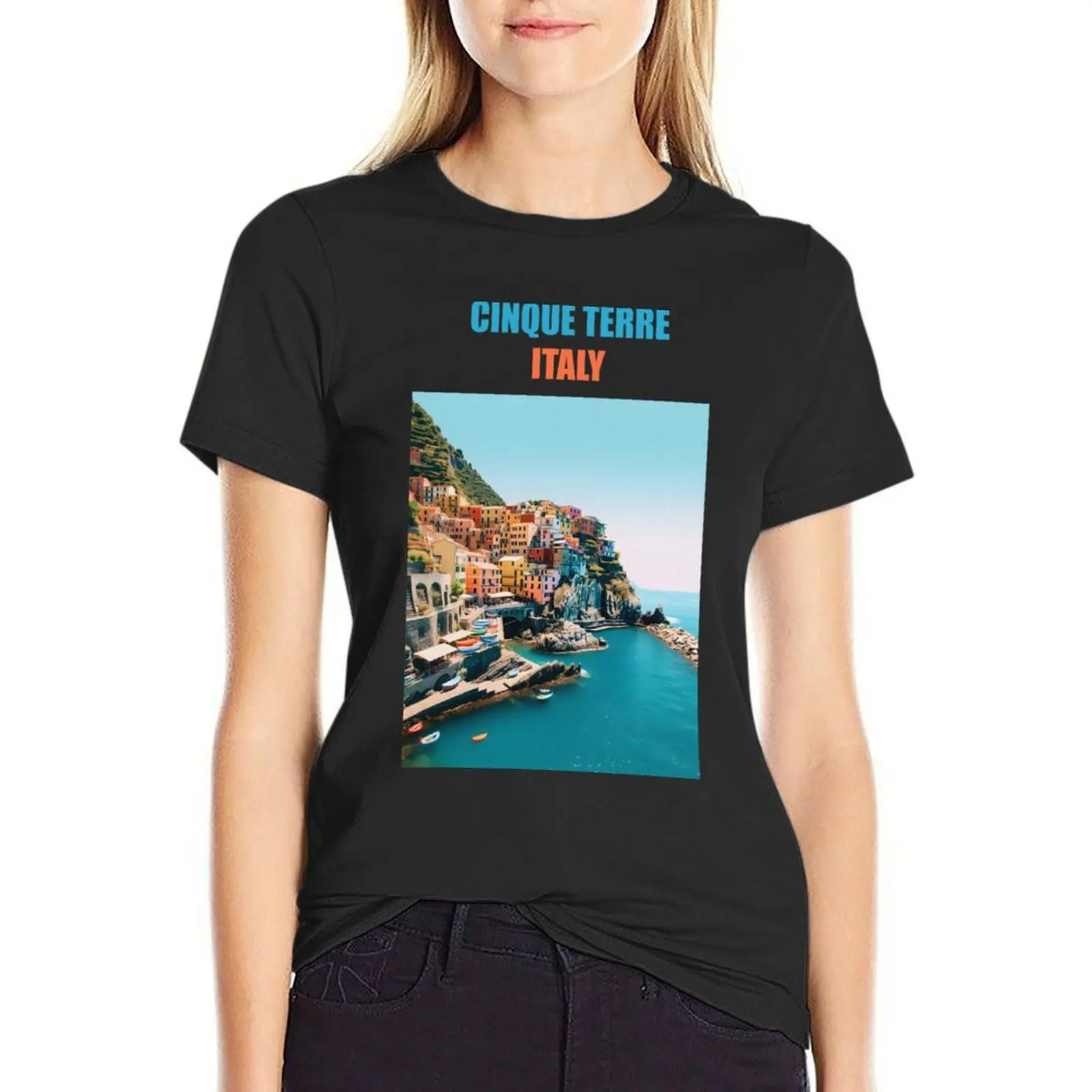 Cinque terre Italy T-Shirt female lady clothes t-shirt dress for Women plus size