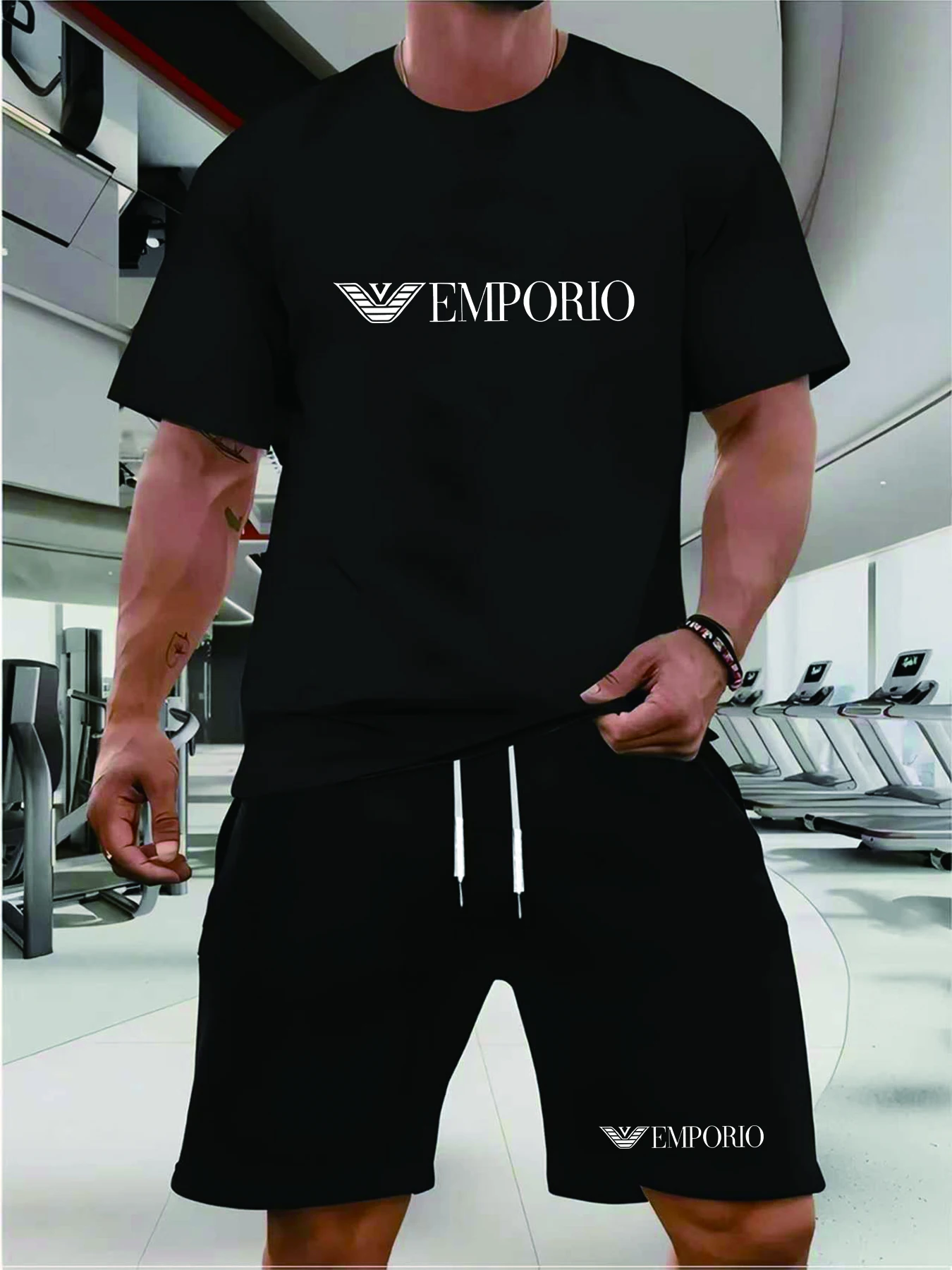 EMPO, Ropa Deportiva Transpirable para Correr para Hombre, Conjunto de Dos Piezas, Conjunto Deportivo de Marca para Ocio
