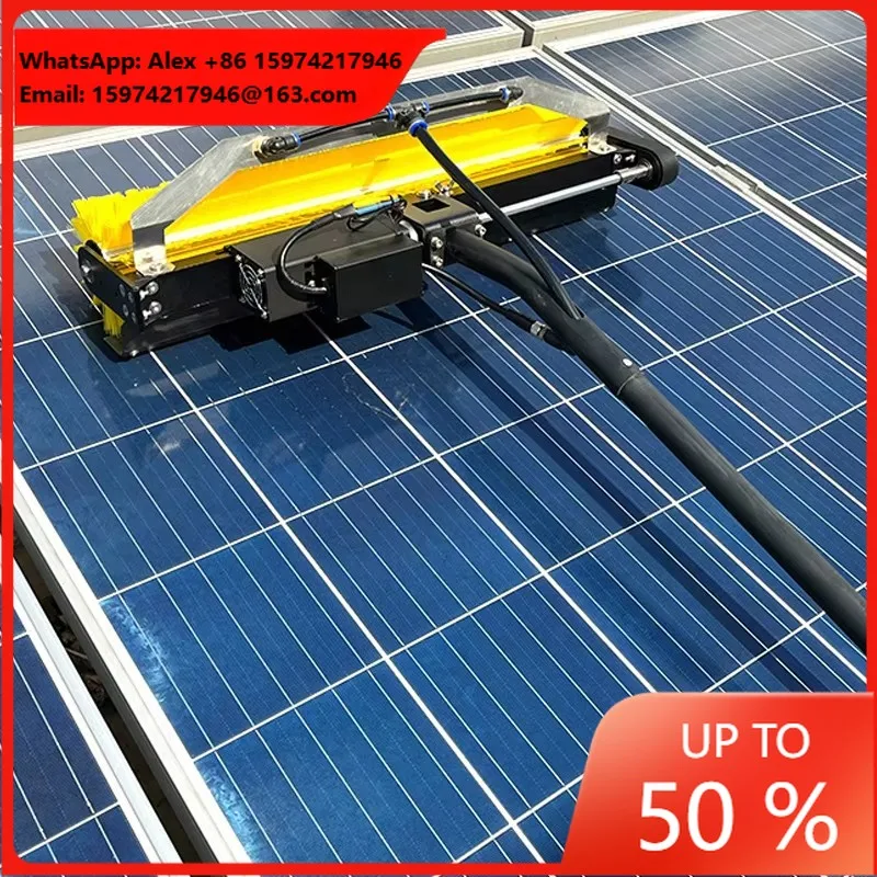 High Efficiency Electric Solar Panel Cleaning Machine With Telescopic Rods 3.5m 5.5m 7.5m And Roller Brushes