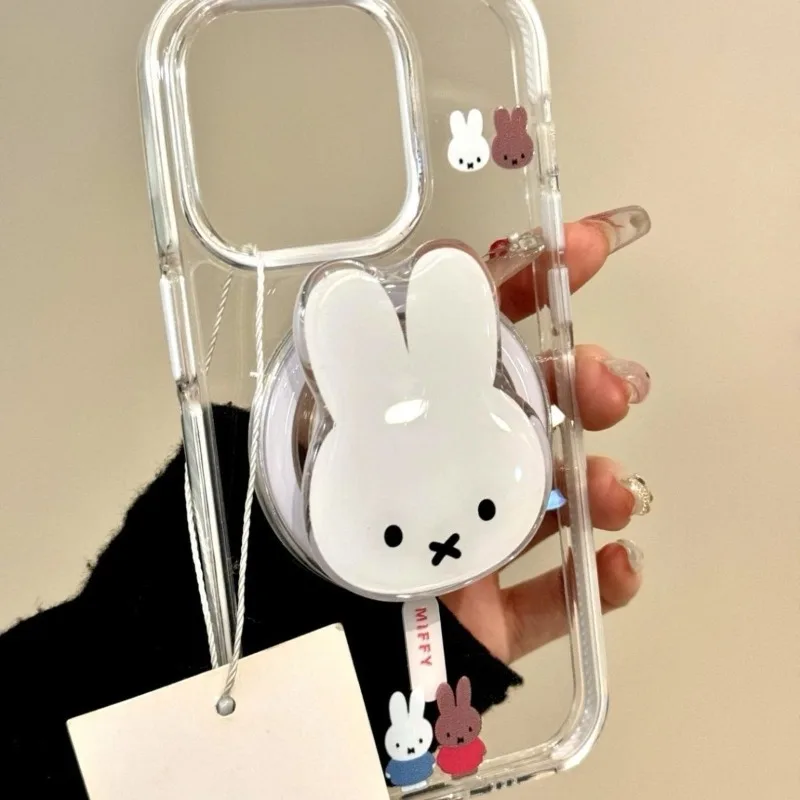 Soporte magnético para teléfono Kawaii Miffy Rabbit, soporte portátil telescópico de dibujos animados, regalo divertido para Festival para niñas