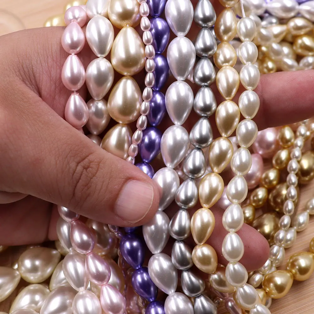 Alien 6x9mm Droplet Glass Pearl Straight Hole Scattered Bead Bead Jewelry Pendant Necklace Bracelet Clothing Accessories