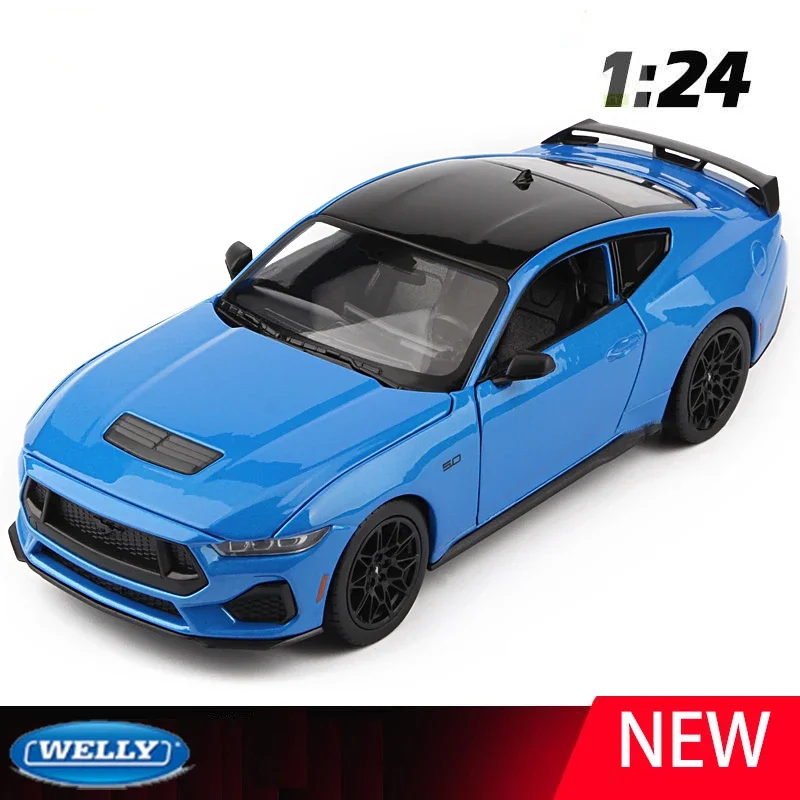 

WELLY 1:24 New 2024 Ford Mustang GT Diecast Model Car Alloy Metal Muscle Car High Simulation Racing Vehicle Collection Gift