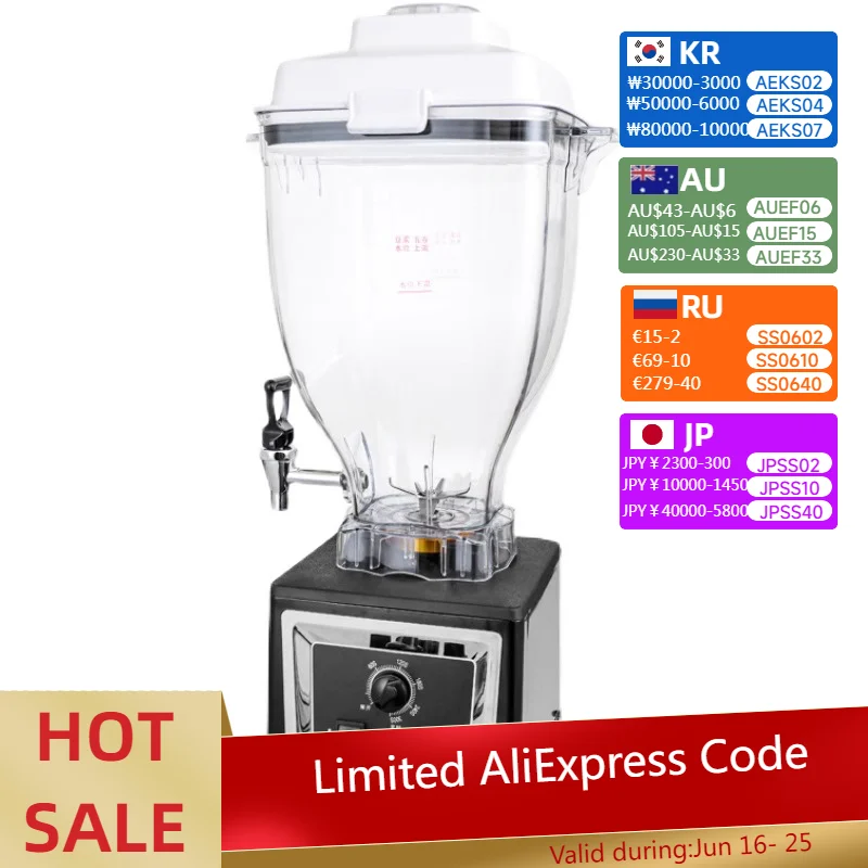 2200W Commercial Blender High Power Soy Milk Maker 10L Large Capacity Soy and Berries Processed Food Blender