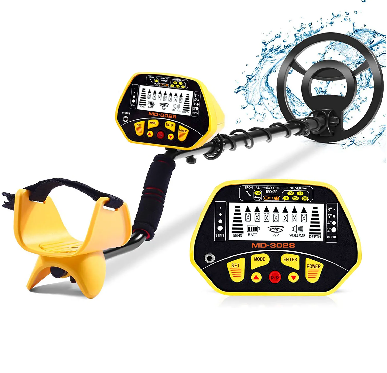 Professional Undergroud Metal Detector MD-3028 Gold Digger with Waterproof Search Coil Pinpoint Function and Disc Mode LCD