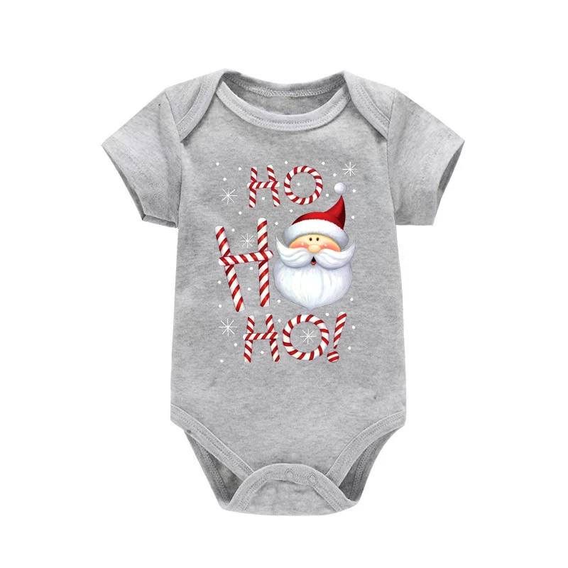 HO HO HO Funny Christmas Santa Claus Print Newborn Bodysuits Baby Clothes Xmas Party Gift Boys Girls Short Sleeve Jumpsuit Outfi