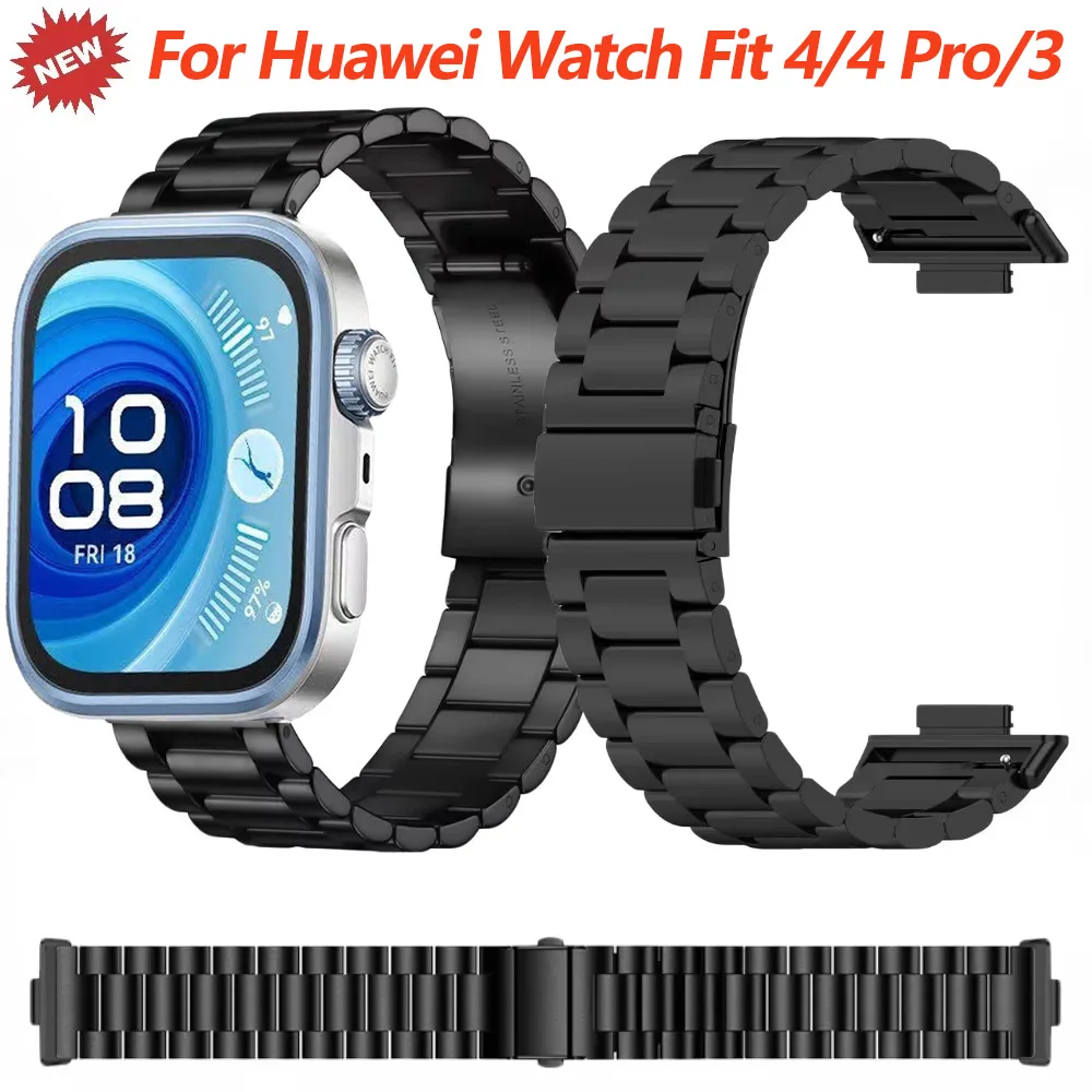 

Metal Band for Huawei Watch Fit 4/3 Strap Stainless Steel Adjustable Wristband for Huawei Watch Fit 4/4 Pro Bracelet Accessories