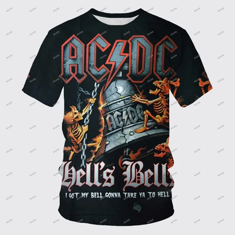 Classic Metal Rock Band Men's Short Sleeve T-shirt  AC Mens O-neck Casual Tshirts DC 3d Prited Tops Fashion Streetwear For Men