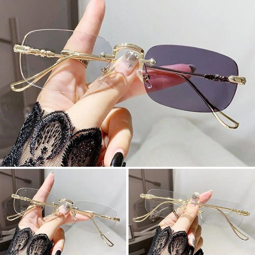 

Blue Ray Blocking Anti Radiation Glasses Rimless Eyeglass Frame Eye Protection Photochromic Glasses Ultralight Frame Eyewear
