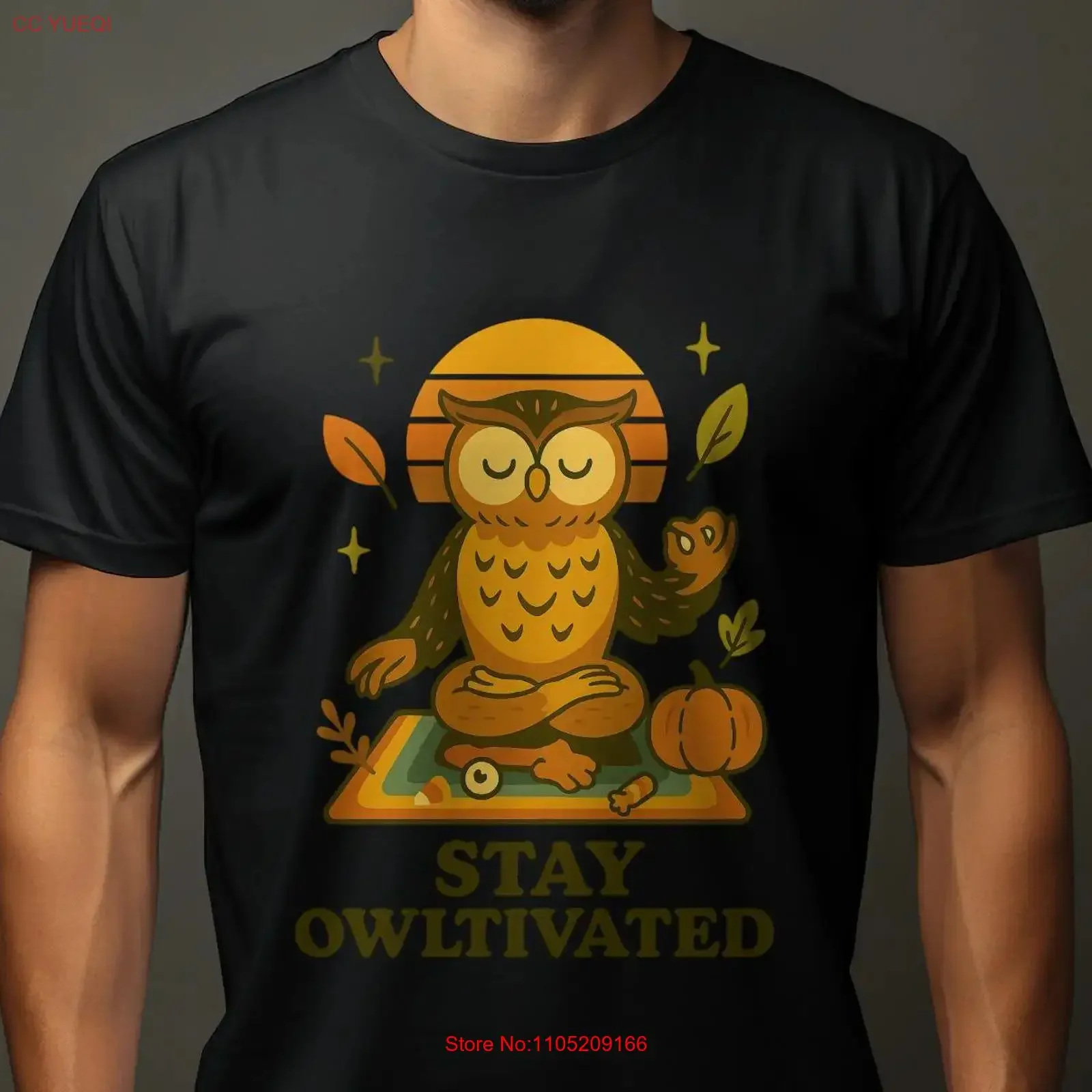 

Funny Yoga Owl T Shirt Stay Owlvitated Zen Meditation vintage Washed Casual Top For Everyday Wear designer clothes Versatile