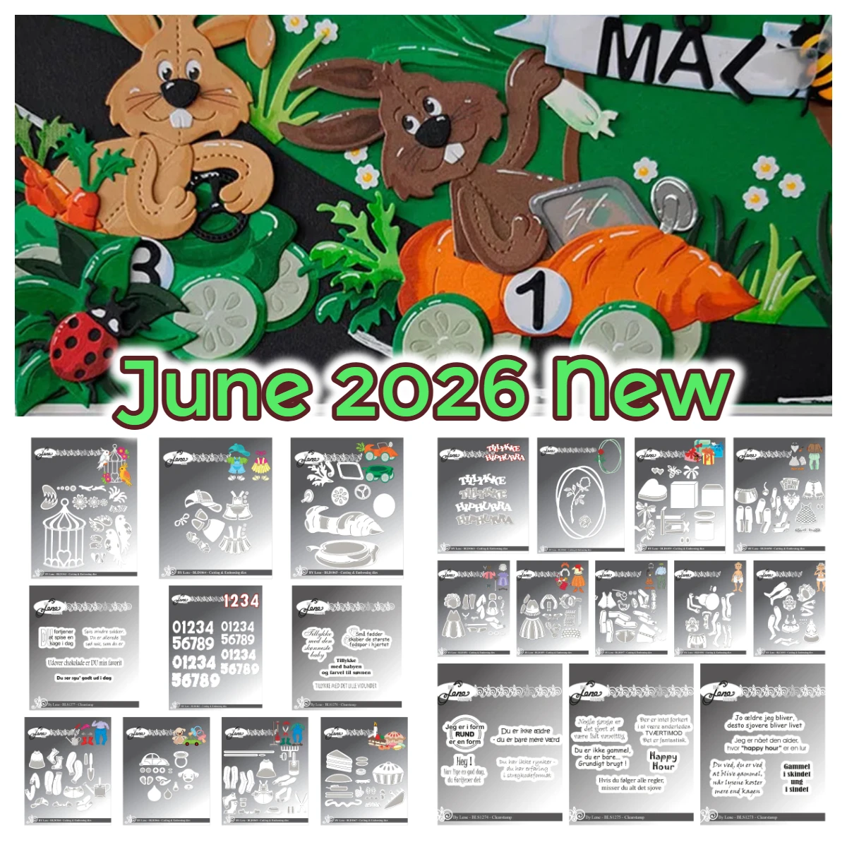 

June 2026 New Danske Tekster Baby Accessories Metal Cutting Dies and Stamps DIY Scrapbook Handmade Diary Calendar Holiday Gift