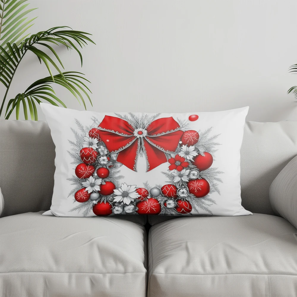 ديكور المنزل عيد الميلاد إكليل القوس وسادة غطاء مناسبة ل أريكة غرفة نوم سيارة وسادة غطاء وسادة مستطيلة الظهر وسادة #2