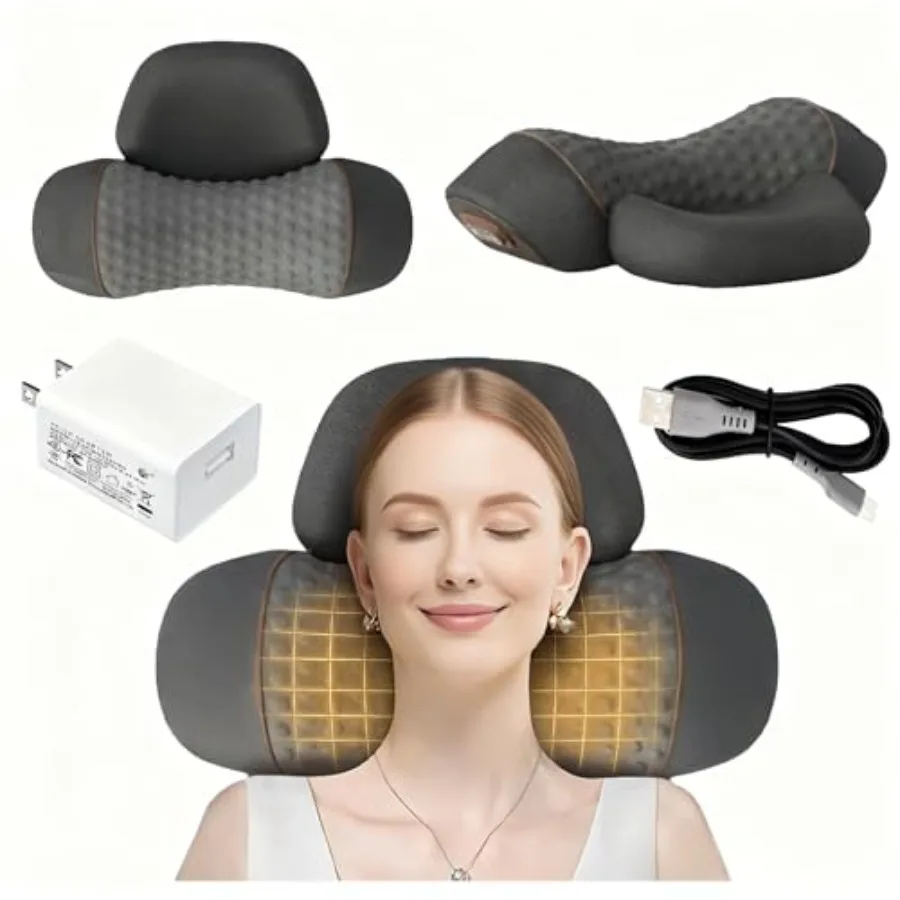 

3-in-1 Neck Massager Pillow with Heat Deep Tissue Massage Pillow for Neck Relaxation Dark Grey