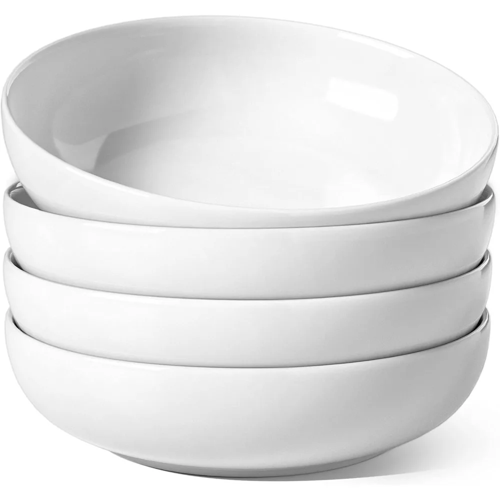

Pasta Bowls 45 oz, Salad Bowls Set for Serving Soup, Pasta, Noodle, Dinner, Large Kitchen Bowl Plates, Microwave Safe - 8.5 Inc