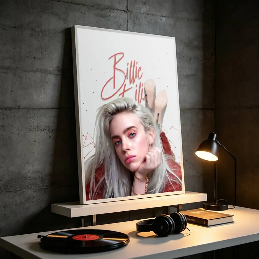 COOL Singer B-Billie E-Eilish  Poster Waterproof Wall Art Sticker For Bar Living Room Vintage Decor High Quality Print Gift