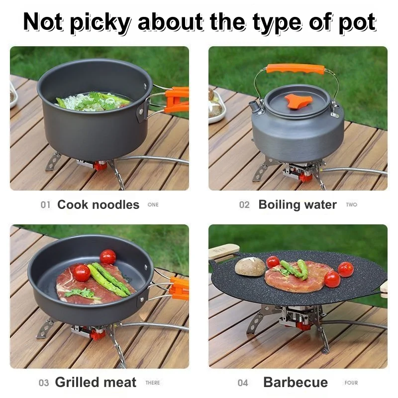 موقد غاز ثلاثي الرؤوس، موقد للتخييم للسفر، موقد تخييم قابل للطي على طراز حقيبة الظهر، أدوات المشي لمسافات طويلة في الهواء الطلق والنزهات